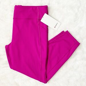 Lululemon Leggings Invigorate High Rise Tight Pockets Raspberry Pink Womens 18